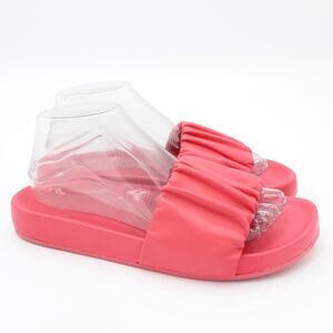 J Crew Sandals Womens Size 8 Pink Leather Slide Scrunchie Strap Minimalist